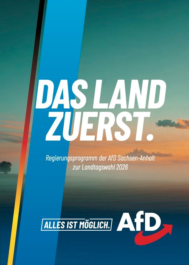 Titelblatt des Regierungsprogramms 2026 der AfD Sachsen-Anhalt